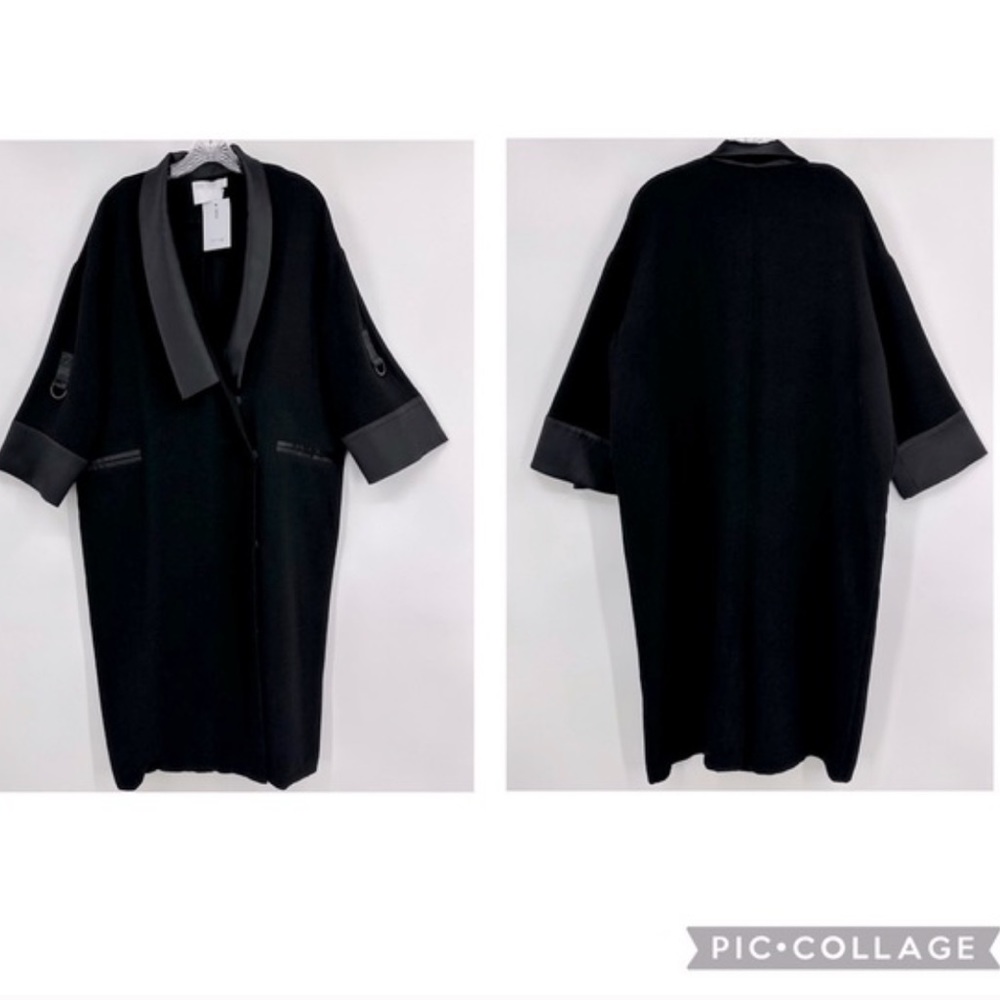 ASOS White Label NWT Tuxedo Style Dress Coat Duster Double Breasted Black Sz 12